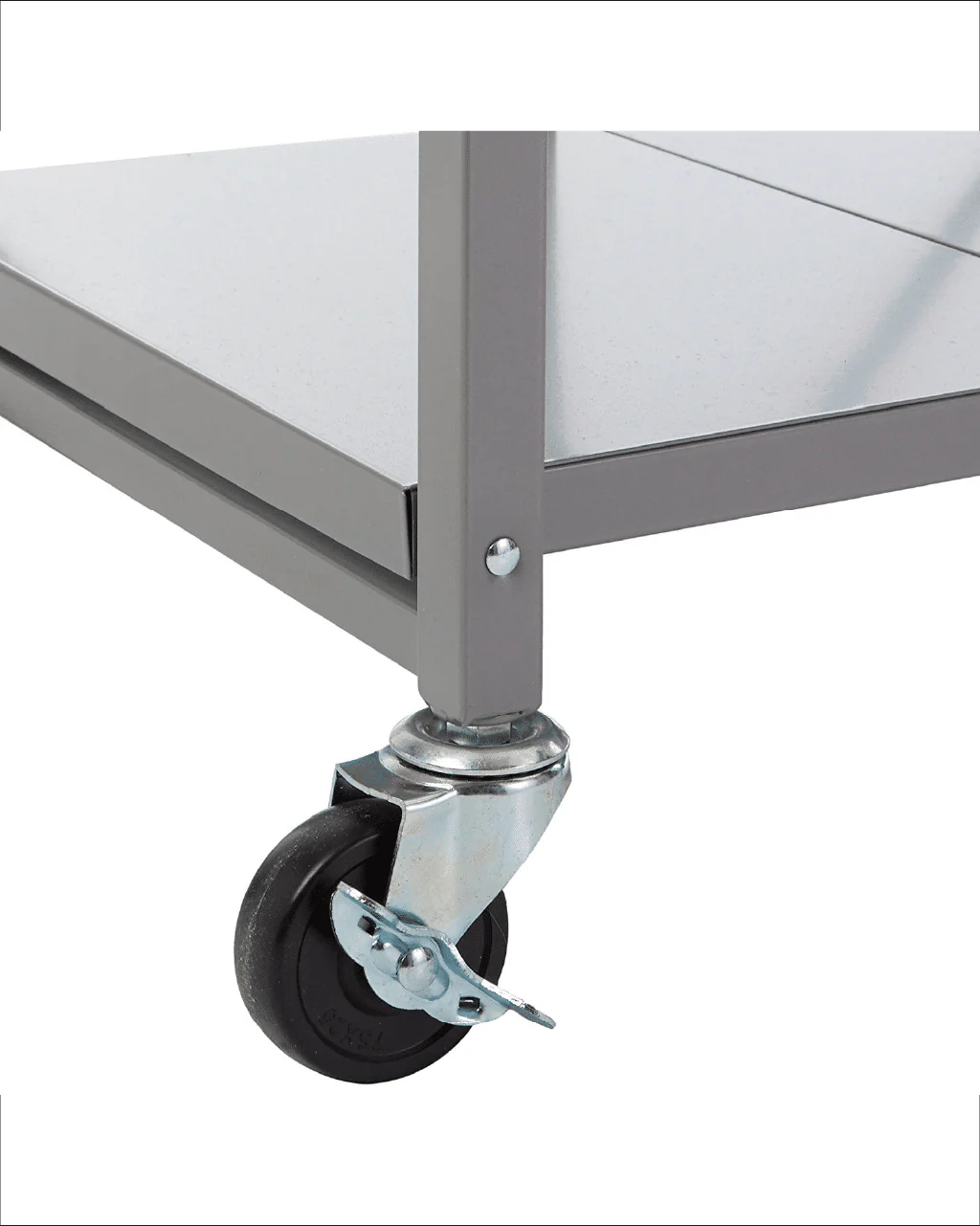 Foldable Kitchen Cart on Wheels, Wood top, Steel Grey Frame - Image 5
